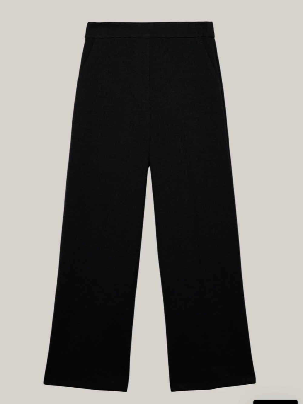 Oak + Fort Cropped Half Elastic Waist Trousers Black XL - Pockets High Rise
